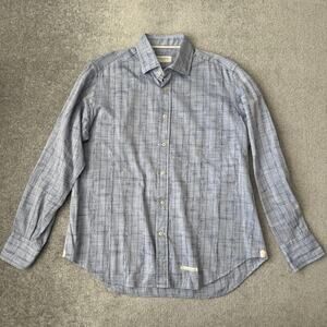 Tintoria Mattei 954 Shirt Mens Size 42 Blue Plaid Contemporary Italy 16.5 Neck